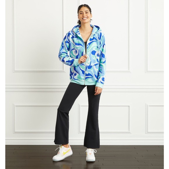 NWT Hill House The Allie Zip Up Ocean Kaleidoscope Fleece Small Hoodie - Picture 2 of 10